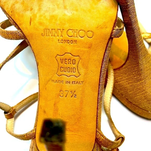 Vintage Jimmy Choo 90’s Rose Gold Sparkly Slingback Heals: S- 7.5 - Picture 11 of 15